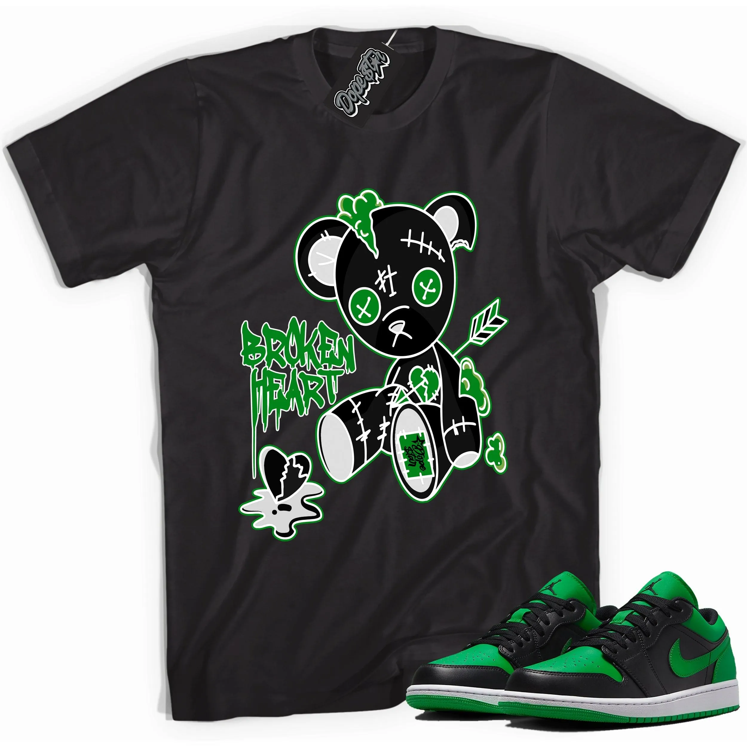 1 Low Lucky Green Shirt Broken Heart Bear