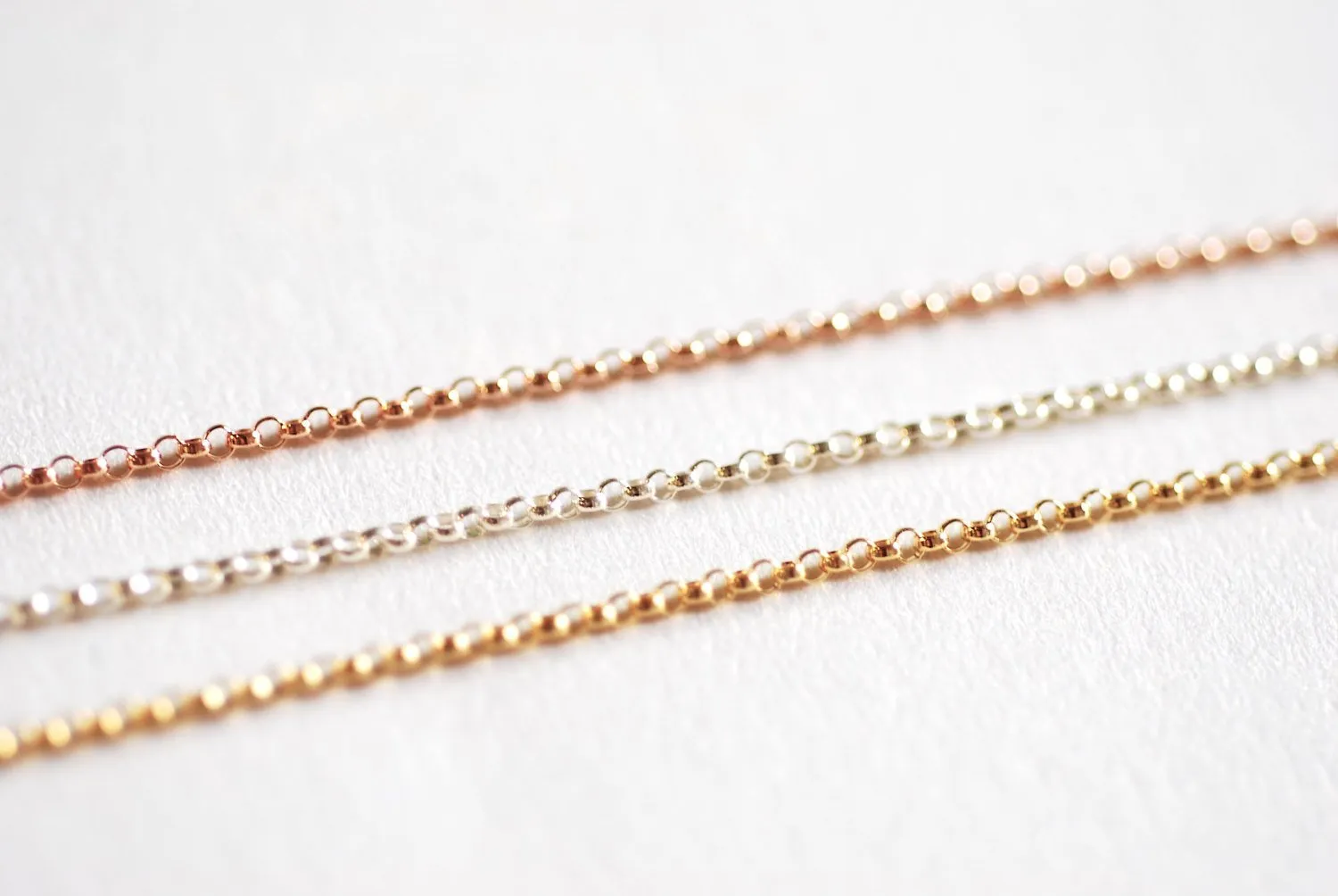 14k Gold Filled Rolo Chain- 1.4mm Unfinished Rolo Chain by Foot, 14kt Gold Filled Chain, Wholesale BULK DIY Jewelry Findings 1/20 14kt GF