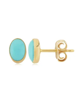 14K Yellow Gold Turquoise Stud Earrings