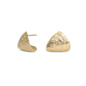 18K Carved Triangle Wrap Earrings with Diamonds