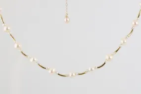 18" 14k Yellow Gold Pearl Necklace with Gold Spacers (11.61g.)