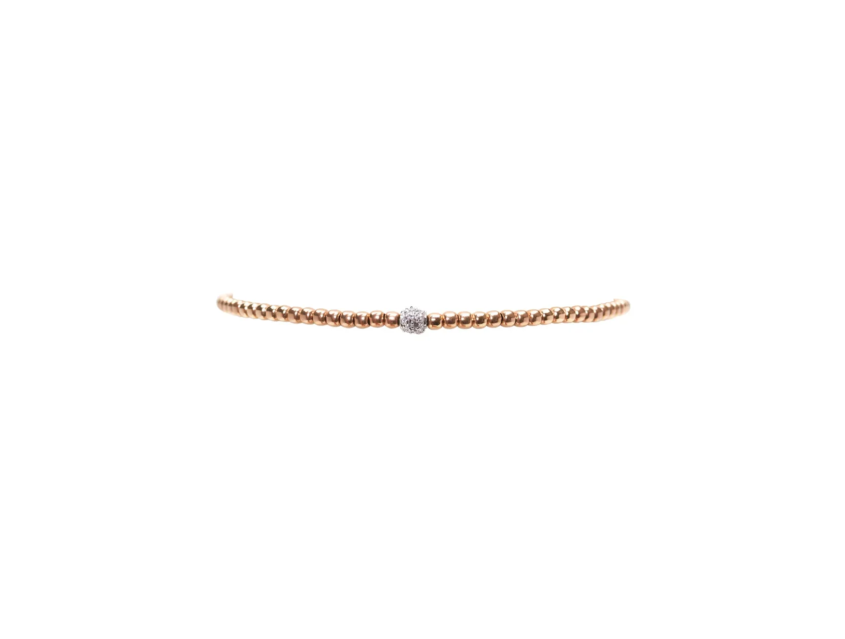 2MM Signature Rose Gold Bracelet with 14K Gold Diamond Bead