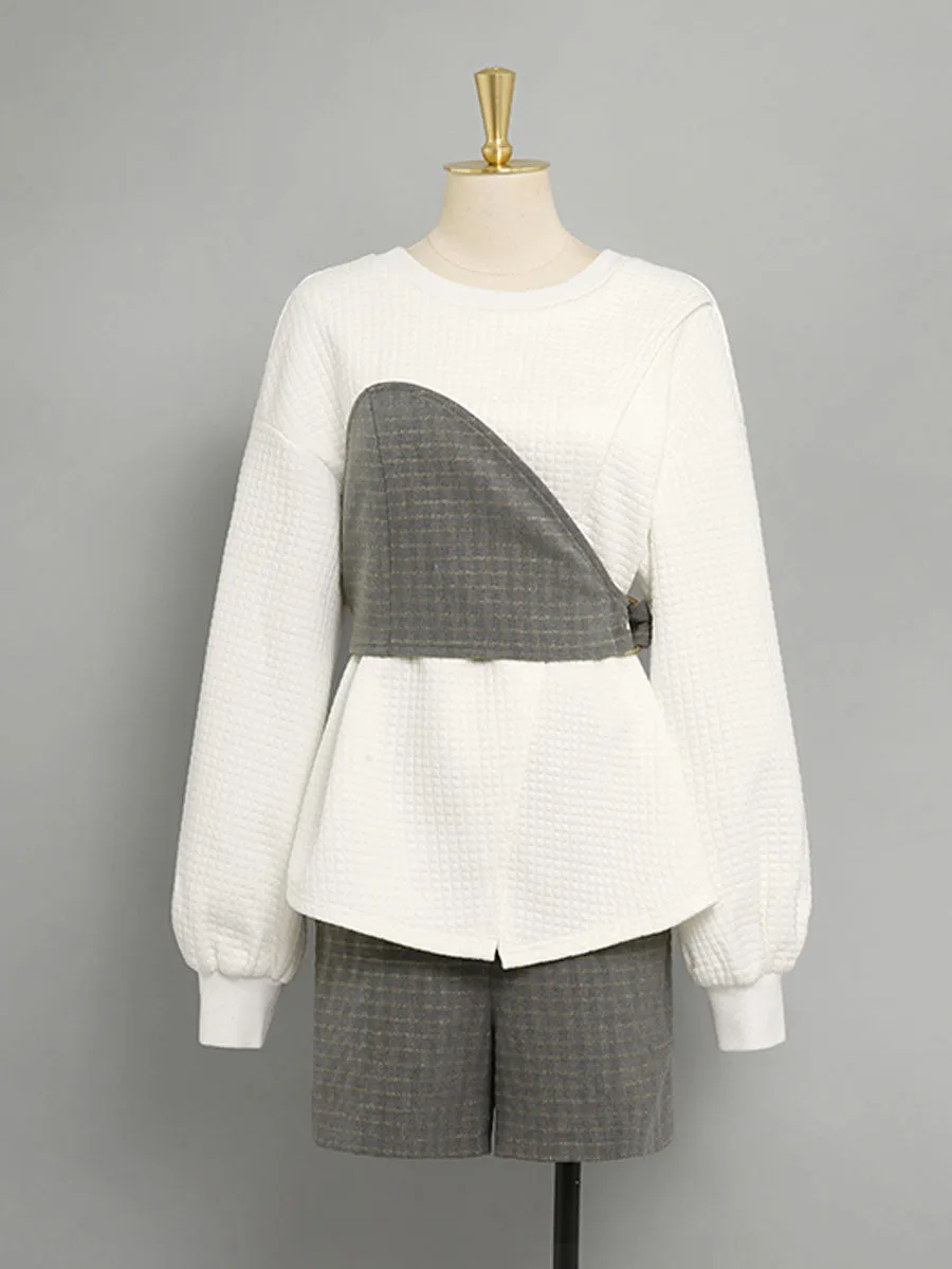 2PS White 1950S Vintage Girdle Sweatshirt And Bermuda Shorts Set