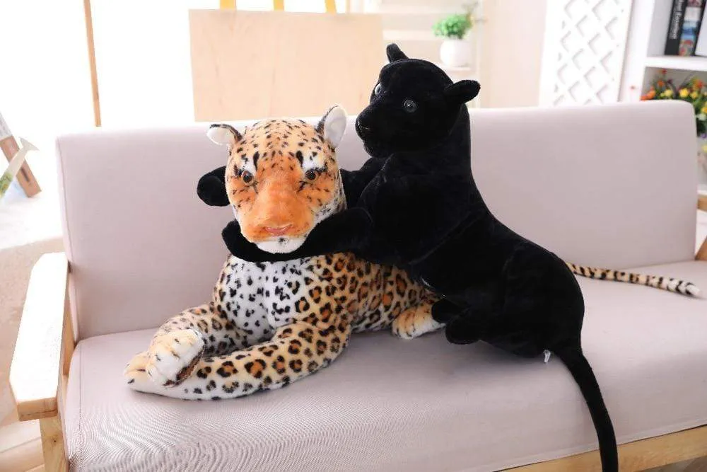 30-120cm Giant Black Leopard Panther Plush Toys Soft Stuffed Animal Pillow Animal Doll Yellow White Tiger Toys For Children