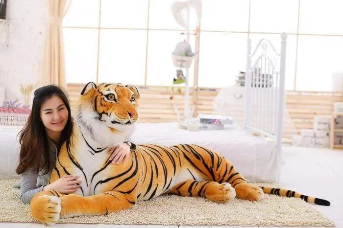 30-120cm Giant Black Leopard Panther Plush Toys Soft Stuffed Animal Pillow Animal Doll Yellow White Tiger Toys For Children