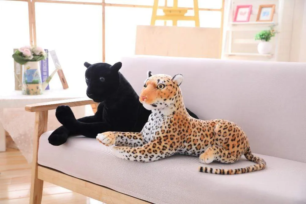 30-120cm Giant Black Leopard Panther Plush Toys Soft Stuffed Animal Pillow Animal Doll Yellow White Tiger Toys For Children