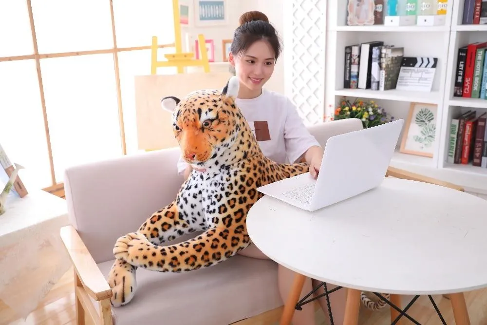 30-120cm Giant Black Leopard Panther Plush Toys Soft Stuffed Animal Pillow Animal Doll Yellow White Tiger Toys For Children