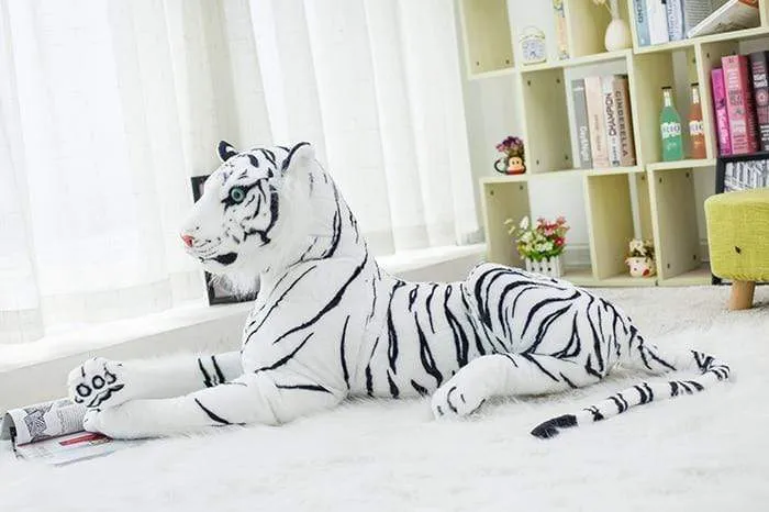 30-120cm Giant Black Leopard Panther Plush Toys Soft Stuffed Animal Pillow Animal Doll Yellow White Tiger Toys For Children