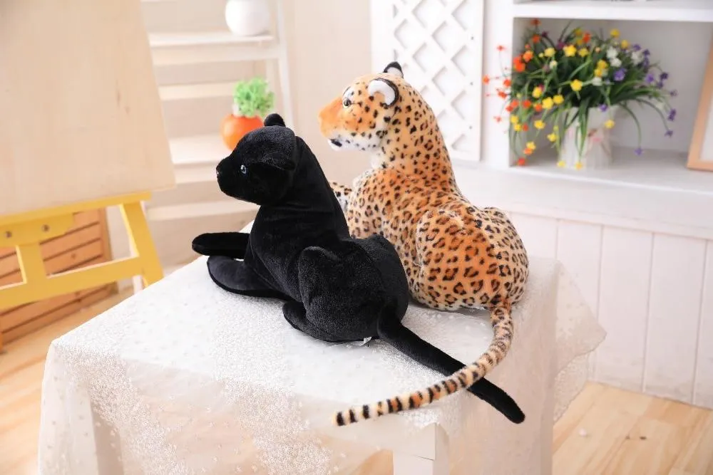 30-120cm Giant Black Leopard Panther Plush Toys Soft Stuffed Animal Pillow Animal Doll Yellow White Tiger Toys For Children