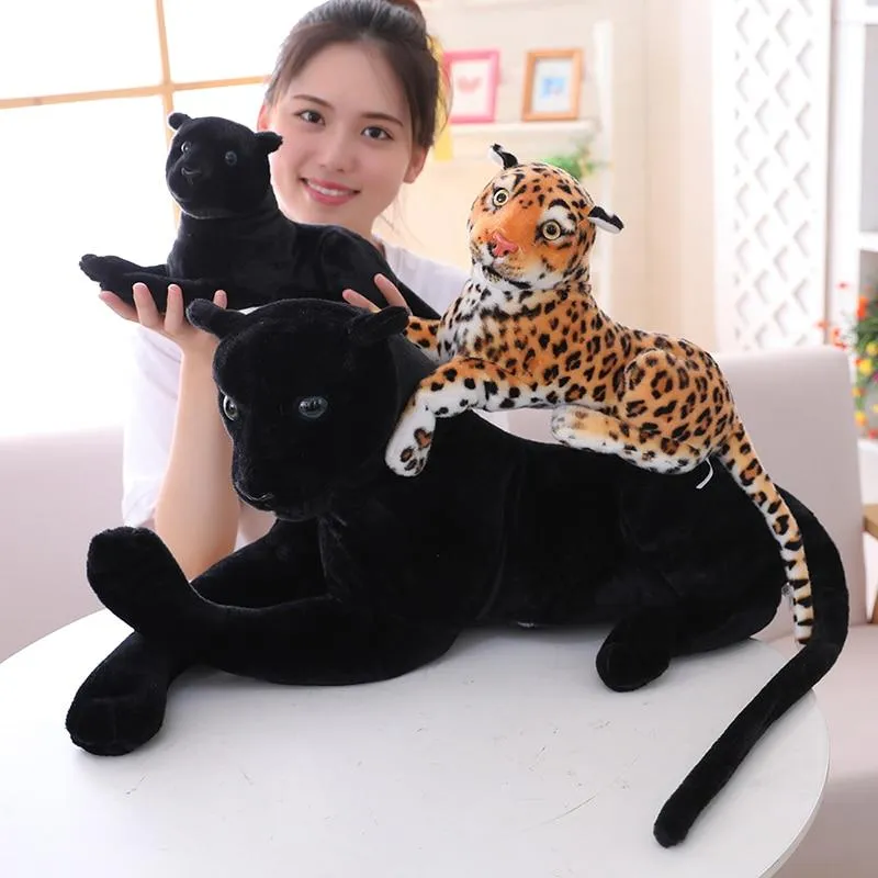 30-120cm Giant Black Leopard Panther Plush Toys Soft Stuffed Animal Pillow Animal Doll Yellow White Tiger Toys For Children