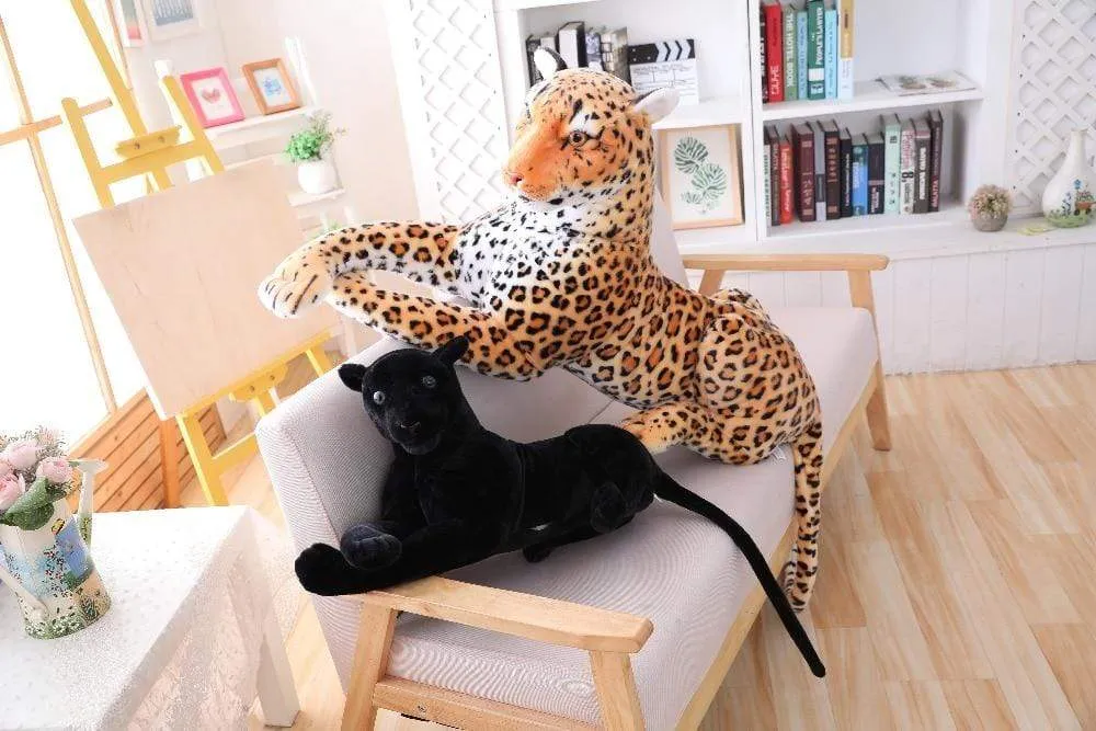 30-120cm Giant Black Leopard Panther Plush Toys Soft Stuffed Animal Pillow Animal Doll Yellow White Tiger Toys For Children