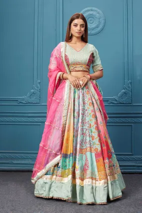 310043 Multicolor Lehenga With Gotta Patti Work