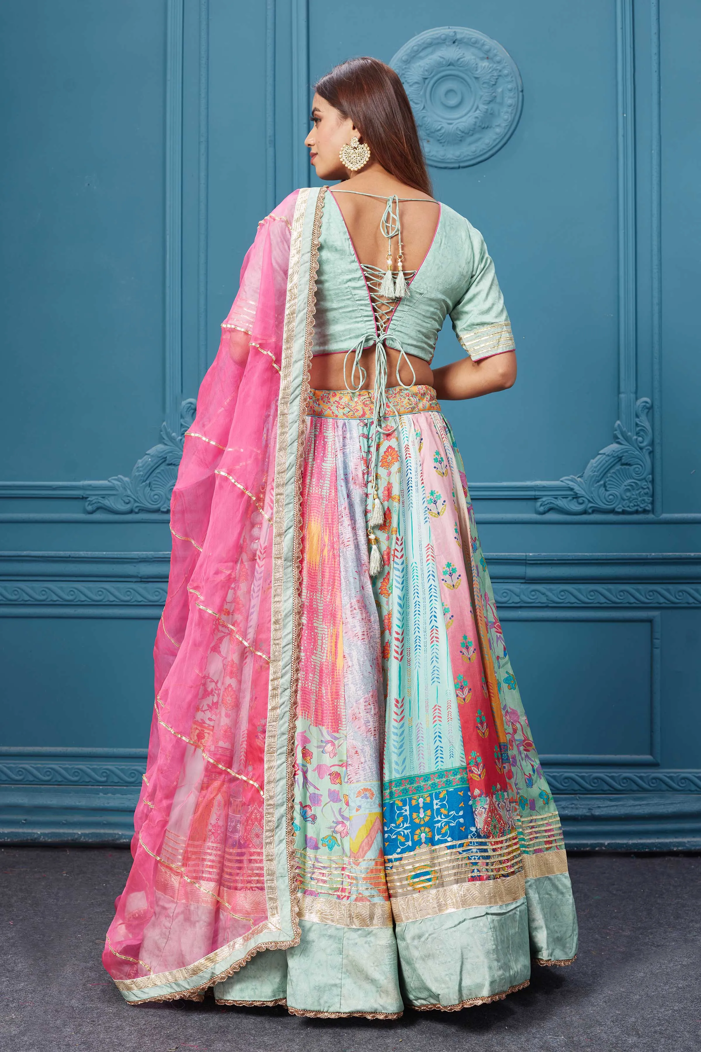 310043 Multicolor Lehenga With Gotta Patti Work