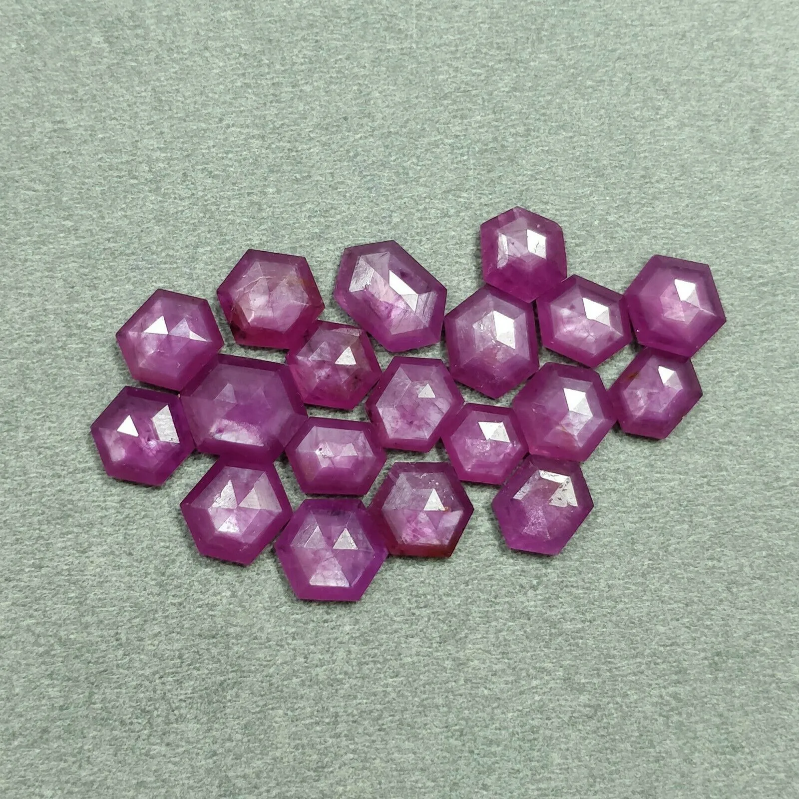 34.45cts Natural Untreated Raspberry Sheen PINK SAPPHIRE Gemstone September Birthstone Step Cut Hexagon Shape 8*6mm - 11*7mm 19pcs For Jewelry