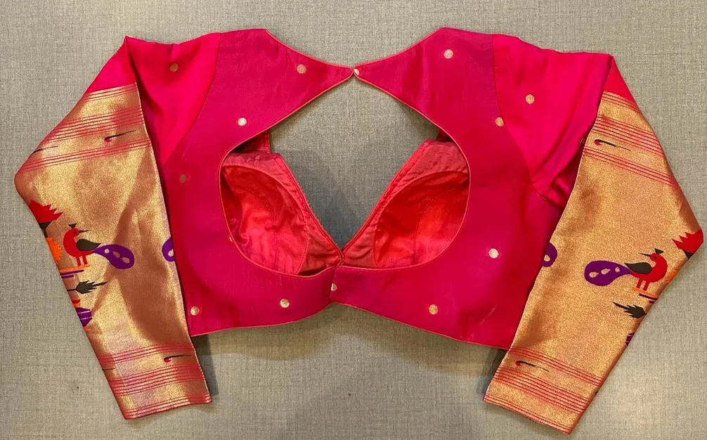 50V364-RO Dark Pink Paithani Full Sleeves Saree Blouse