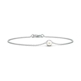 6mm Bezel-Set  Freshwater Cultured Pearl Bracelet