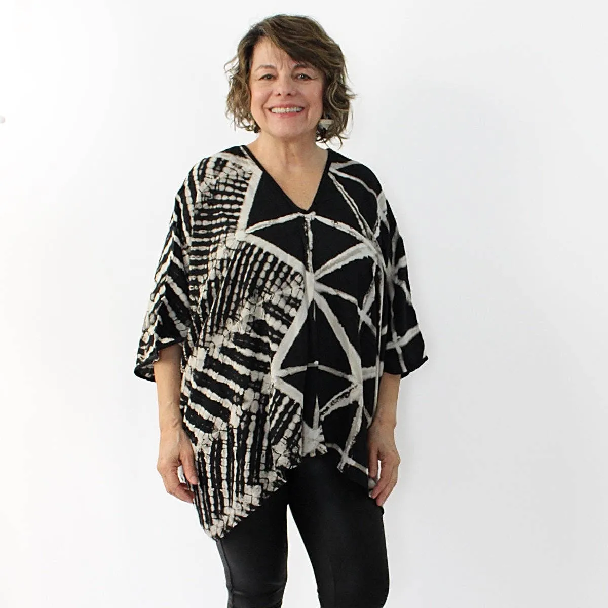 Abstract Double Design Blouse by Sylca- OSFM - Now on Sale