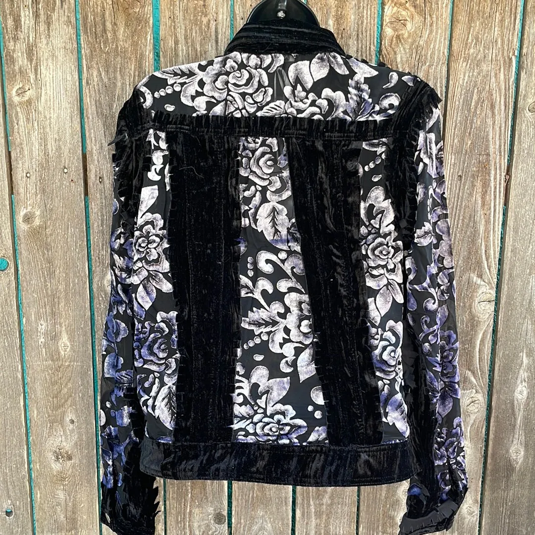 Adore Velvet Sheer Jacket w/ Floral Burnout