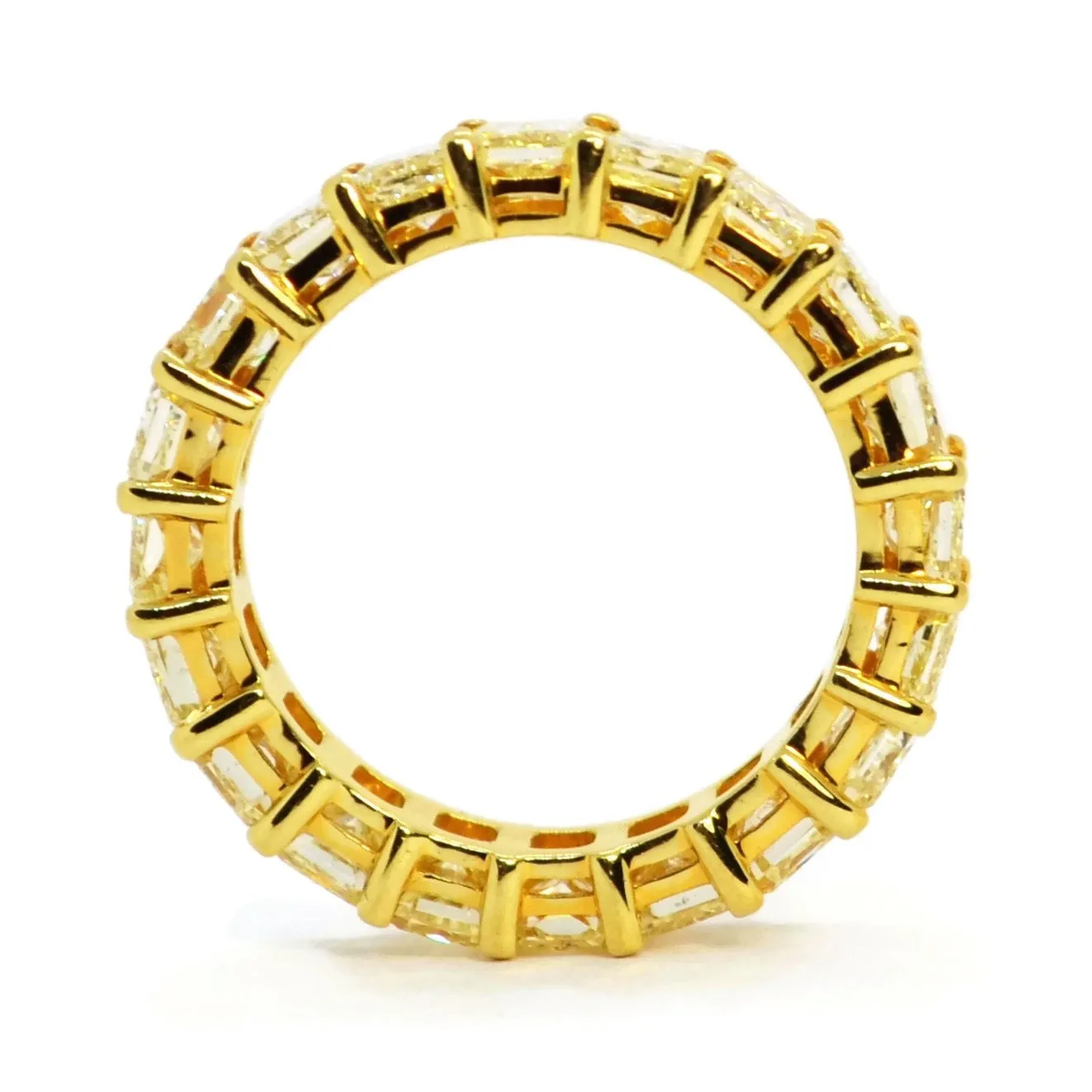 AFJ Diamond Collection - Eternity Band Ring with Fancy Yellow Asscher-cut Diamonds 5.27 carats, 18k Yellow Gold