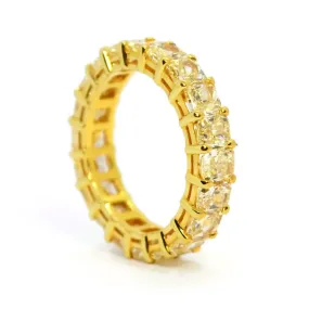 AFJ Diamond Collection - Eternity Band Ring with Fancy Yellow Asscher-cut Diamonds 5.27 carats, 18k Yellow Gold