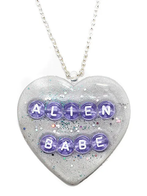 Alien Babe Heart Pendant Necklace