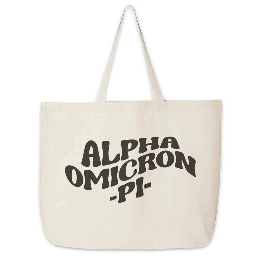 Alpha Omicron Pi Large Canvas Sorority Tote Bag with Simple Mod Design