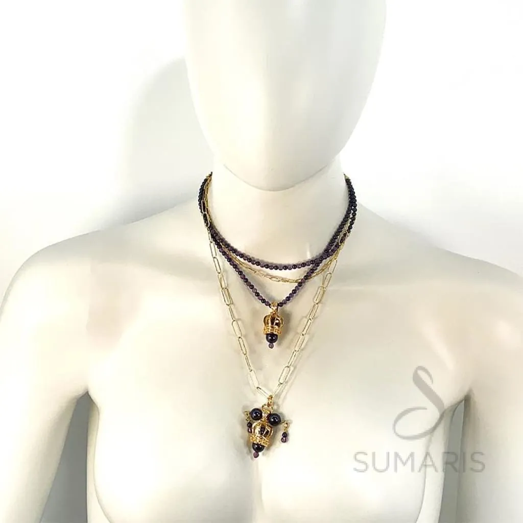 AMETHYST CROWNS STATEMENT NECKLACE