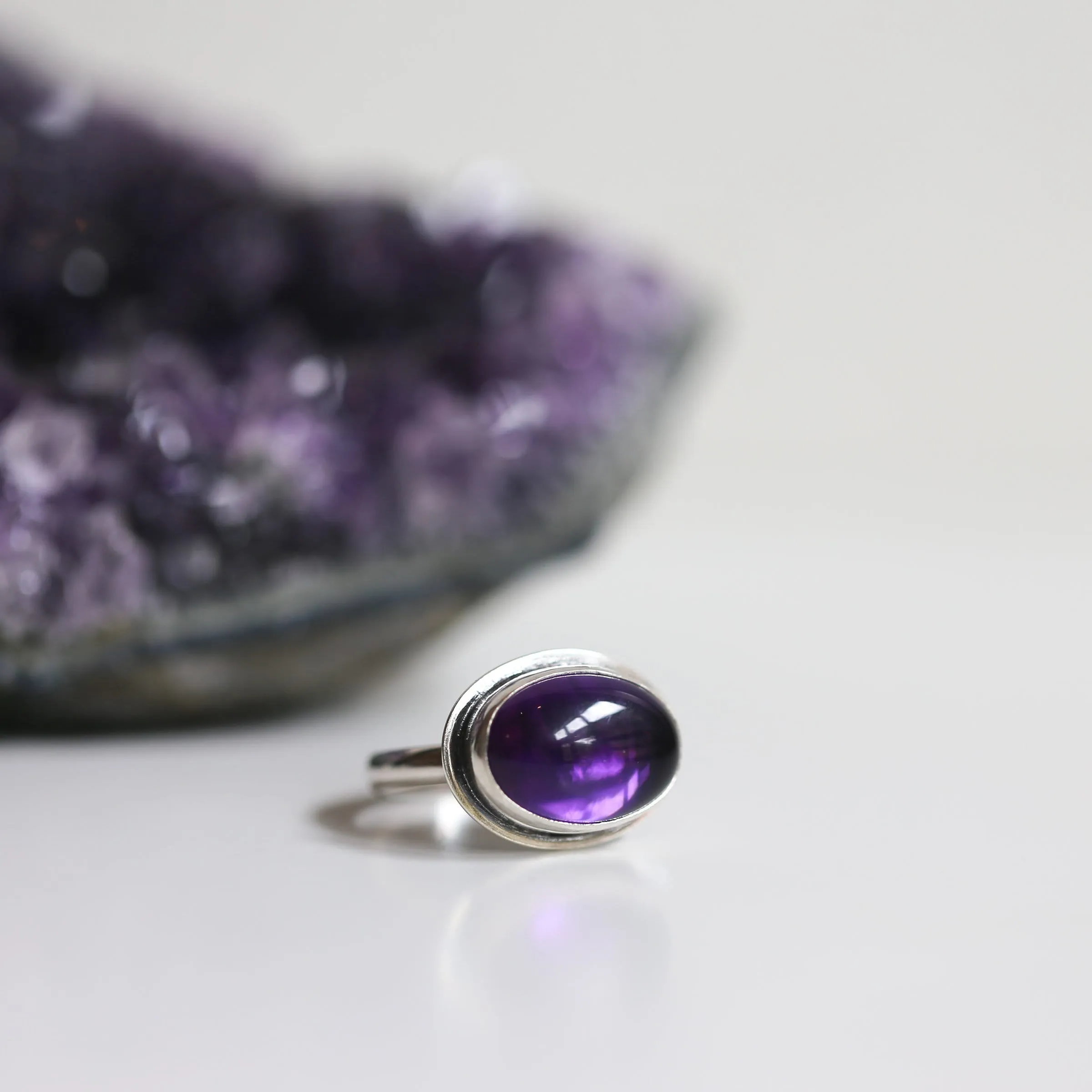 Amethyst East West Ring - Purple Amethyst Ring - AAA Amethyst - Silversmith - Sterling Silver