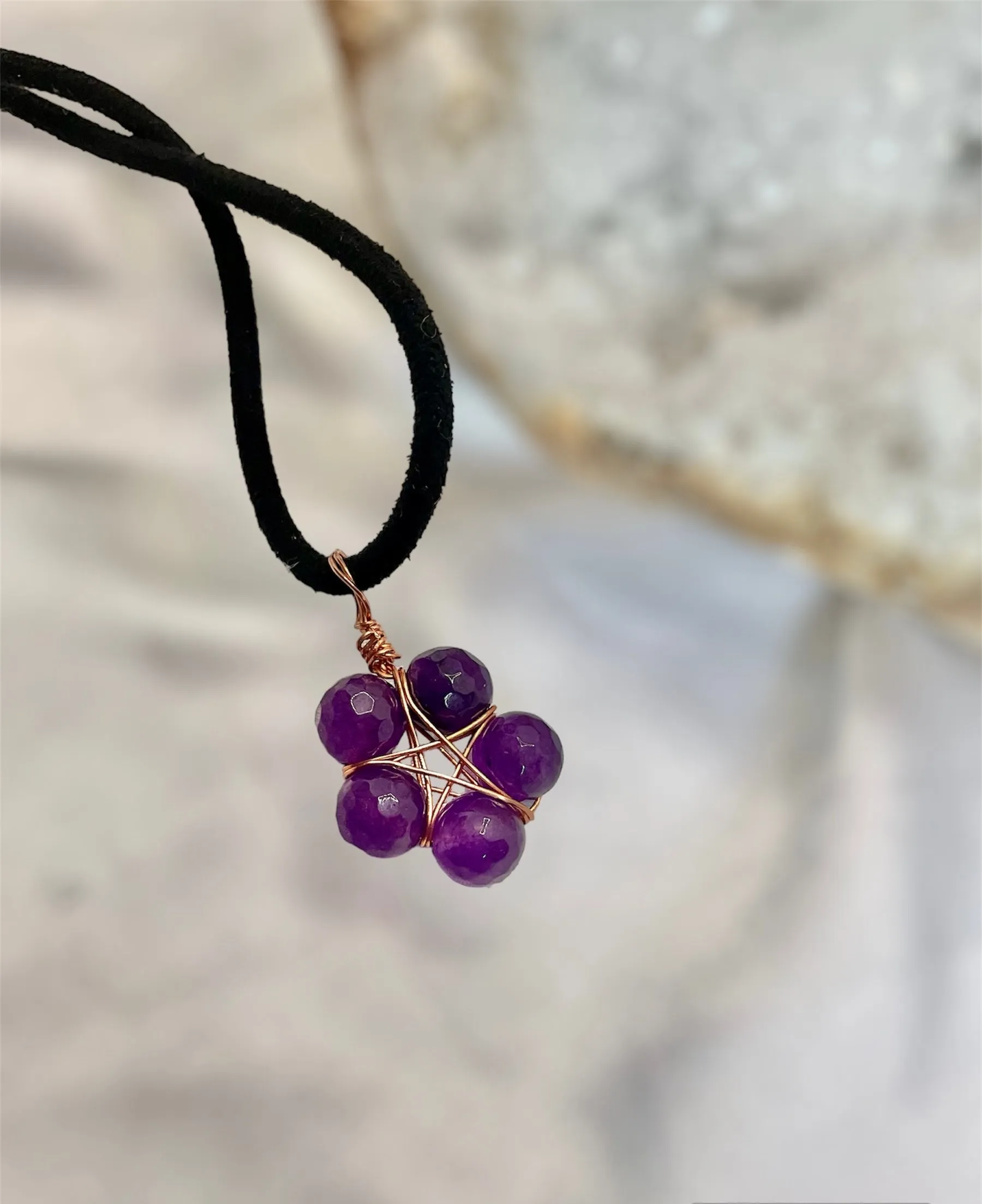 Amethyst Pentagram Wire Wrapped Pendant