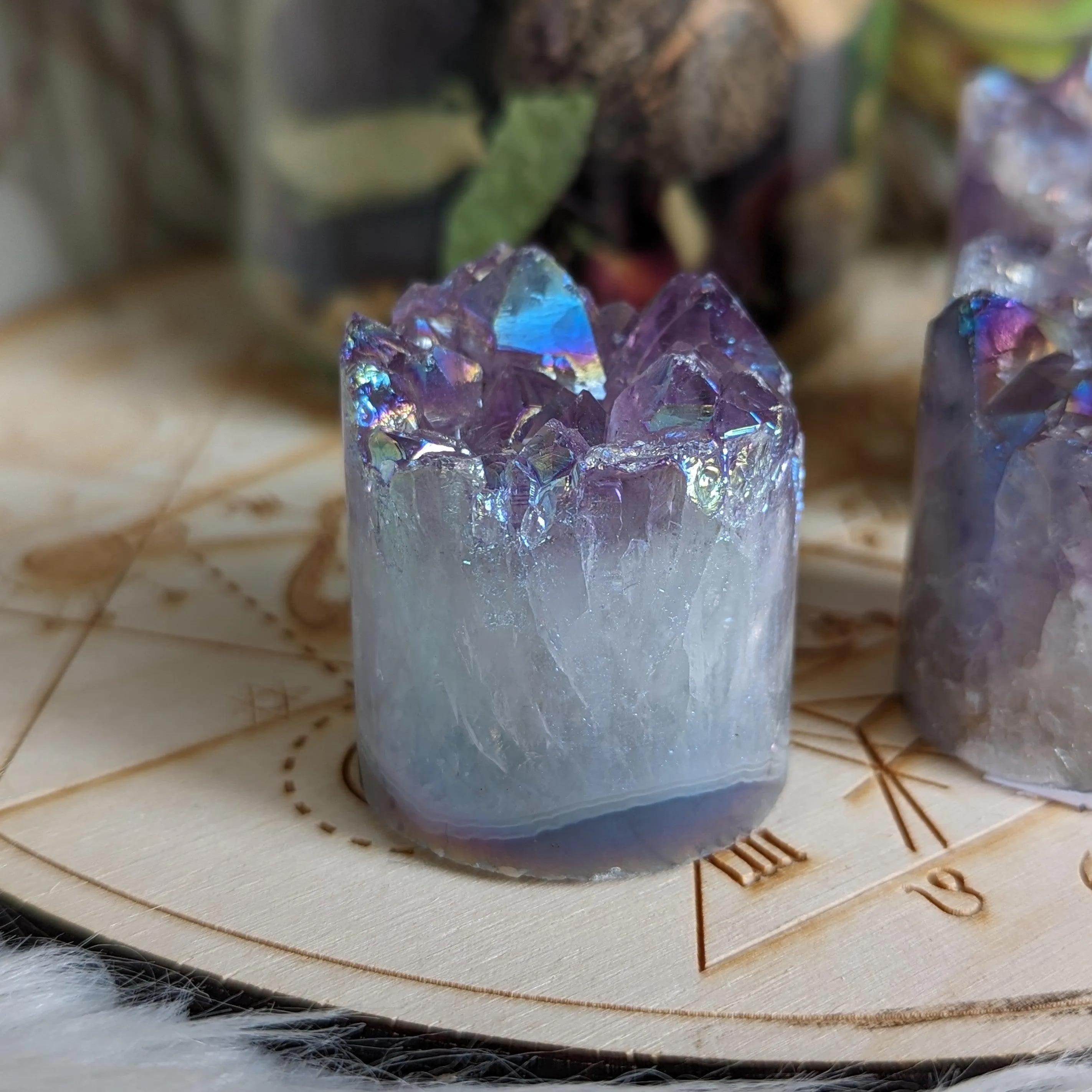 Angel Aura Infused Amethyst Cylinder Geode Carving #2