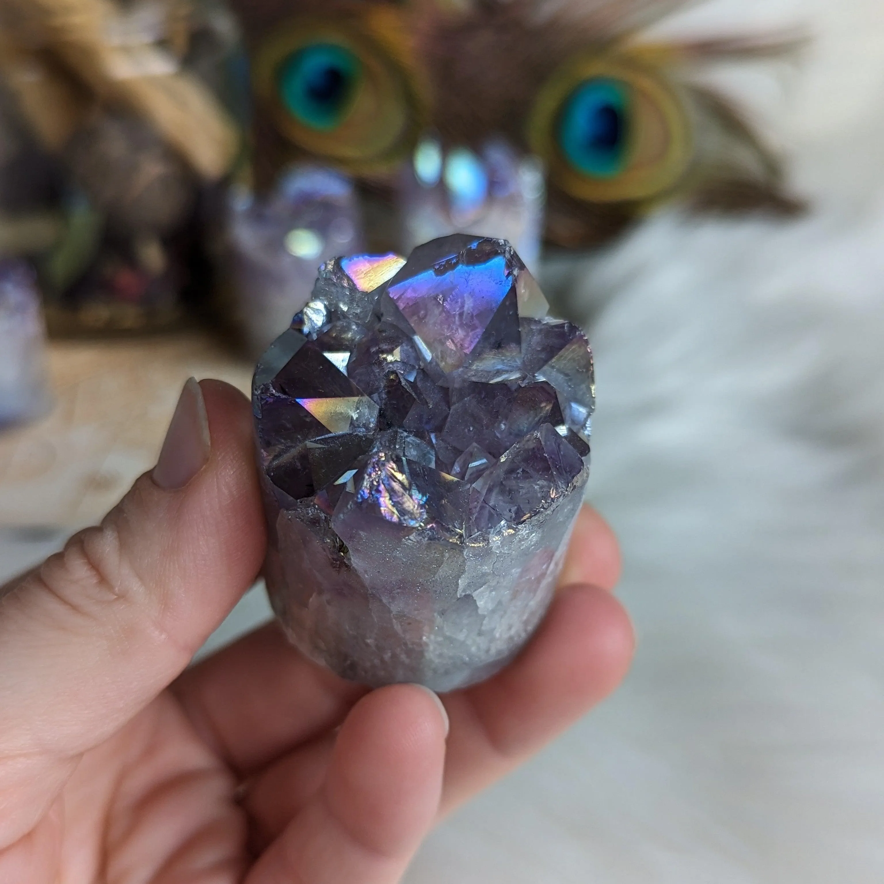 Angel Aura Infused Amethyst Cylinder Geode Carving #2