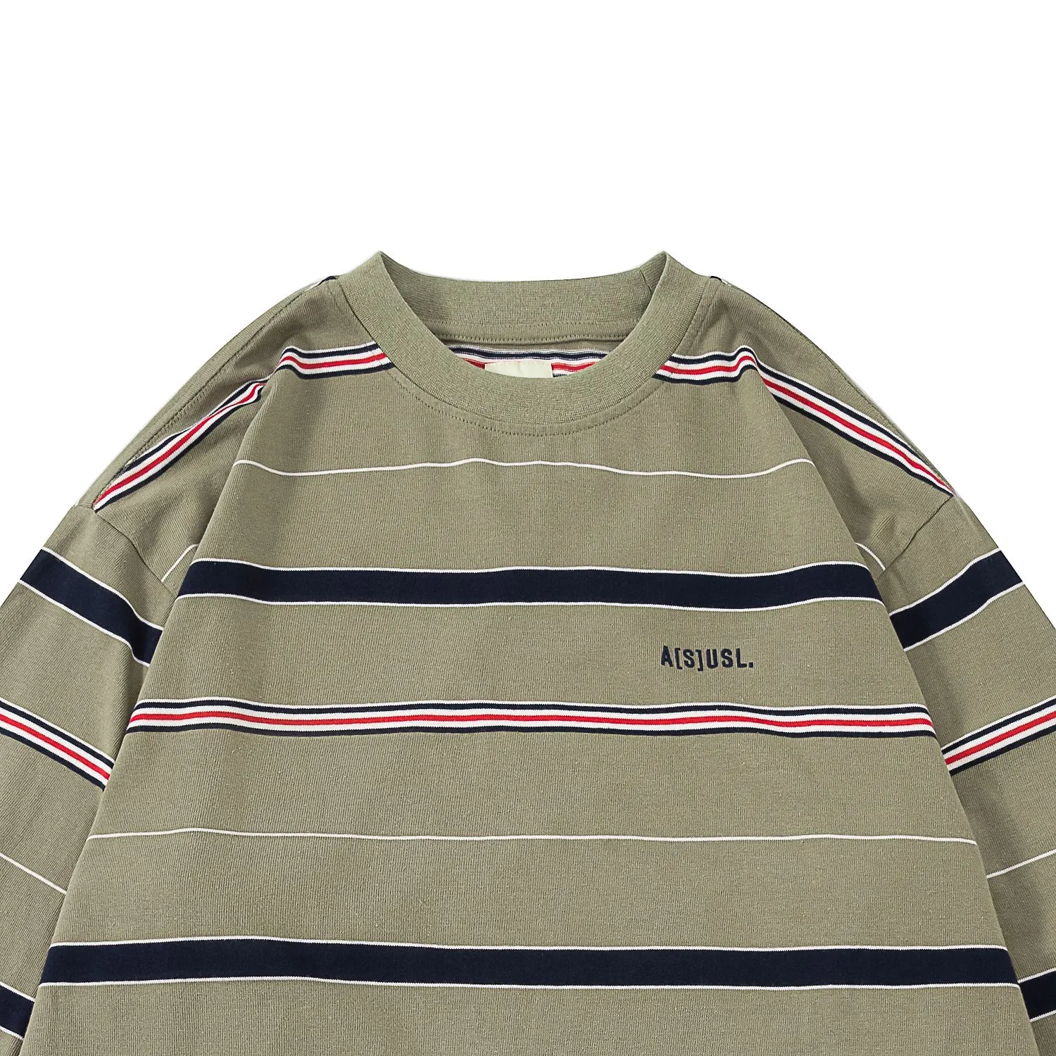 A[S]USL MULTI COLOR BORDER L/S TEE-LIGHT OLIVE