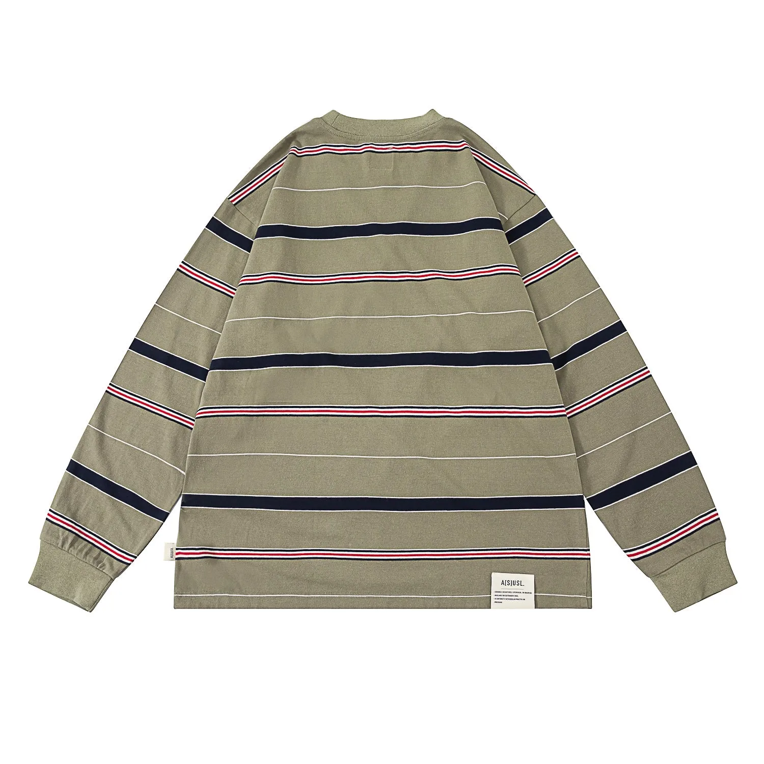 A[S]USL MULTI COLOR BORDER L/S TEE-LIGHT OLIVE