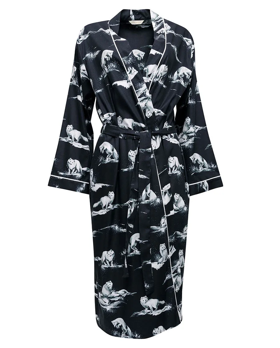 Atlas Arctic Fox Print Long Dressing Gown