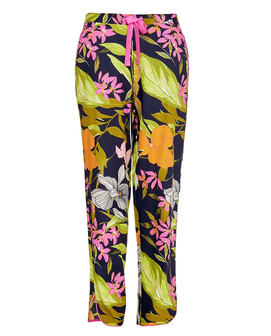 Avery Navy Floral Print Pyjama Bottoms