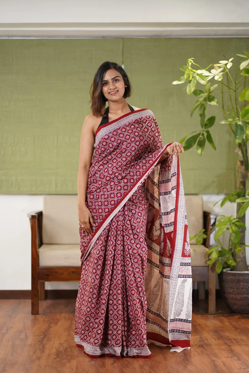 Bagh Hand Block Printed Cotton Saree