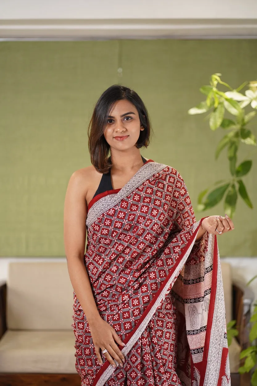 Bagh Hand Block Printed Cotton Saree