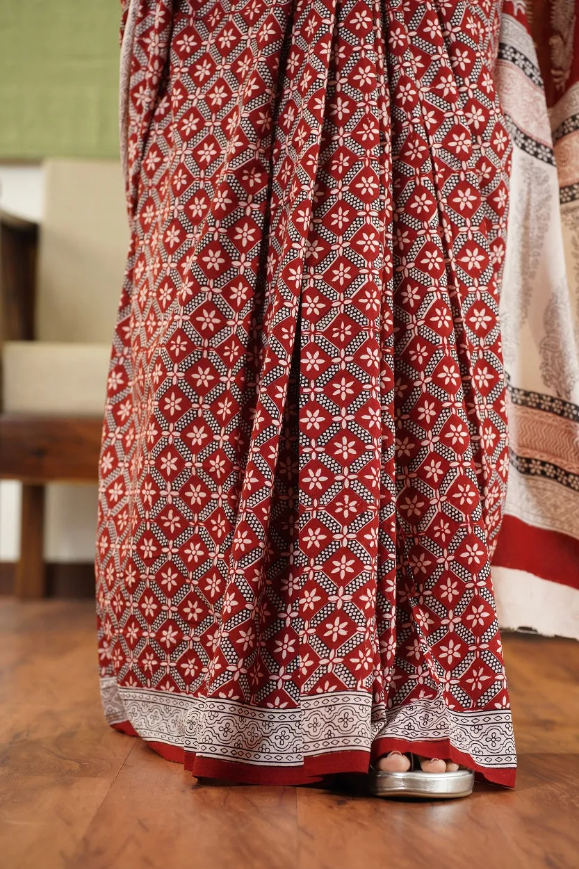 Bagh Hand Block Printed Cotton Saree