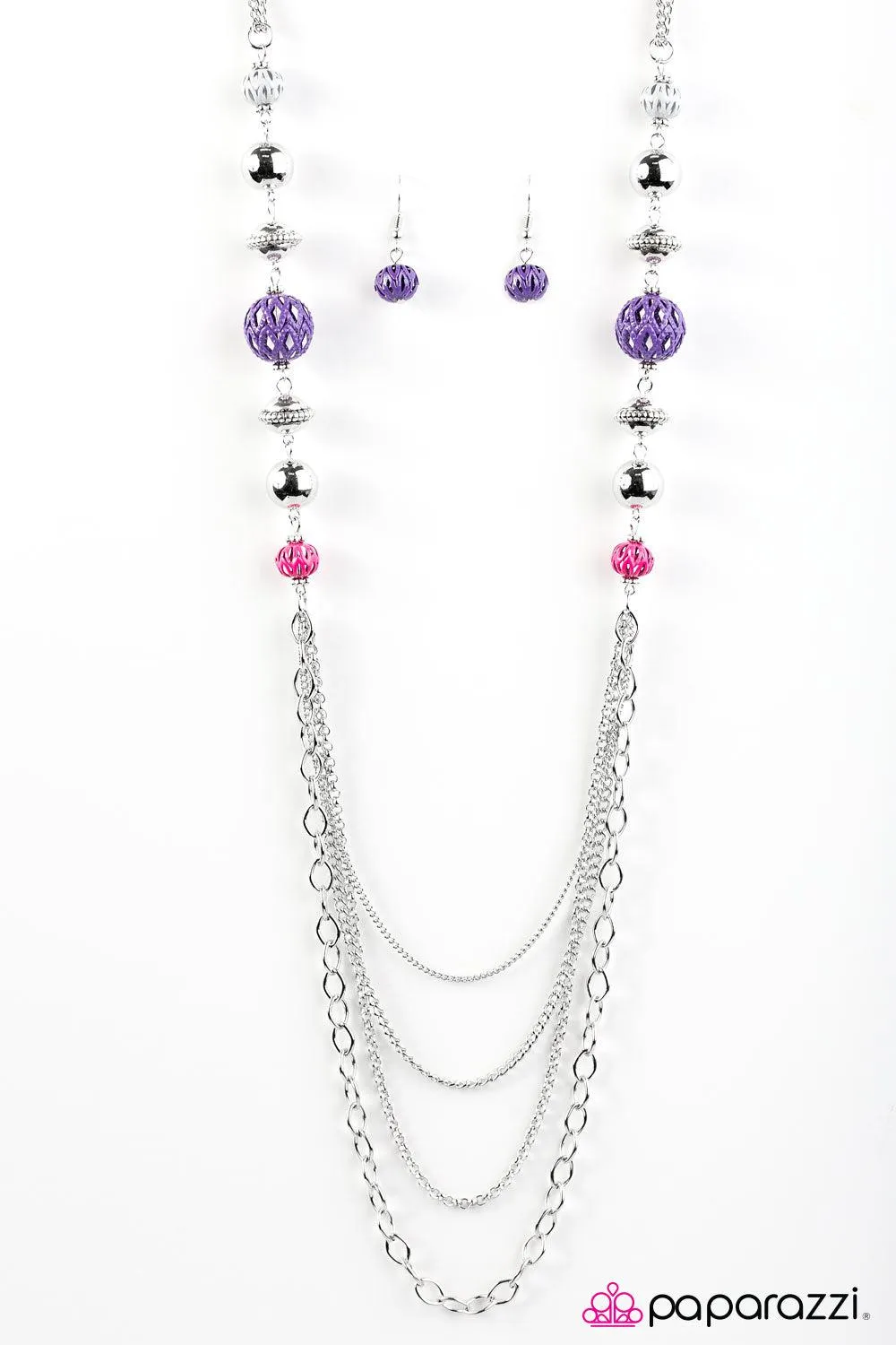 Balloon Ride Multi Pink, Purple and Silver Necklace - Paparazzi Accessories