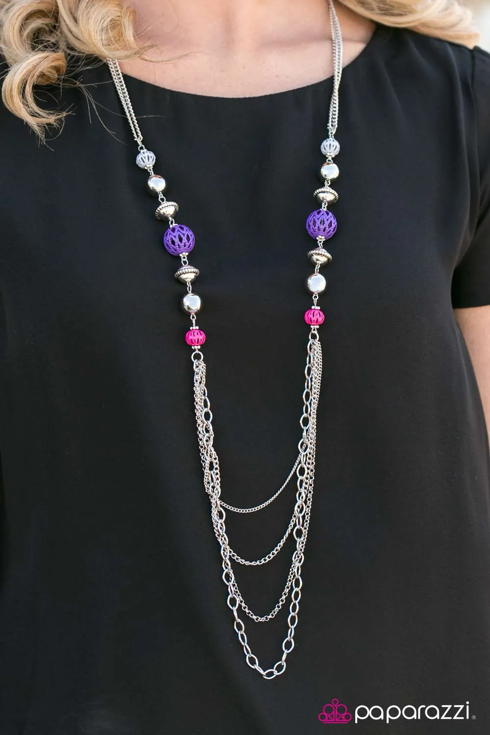 Balloon Ride Multi Pink, Purple and Silver Necklace - Paparazzi Accessories