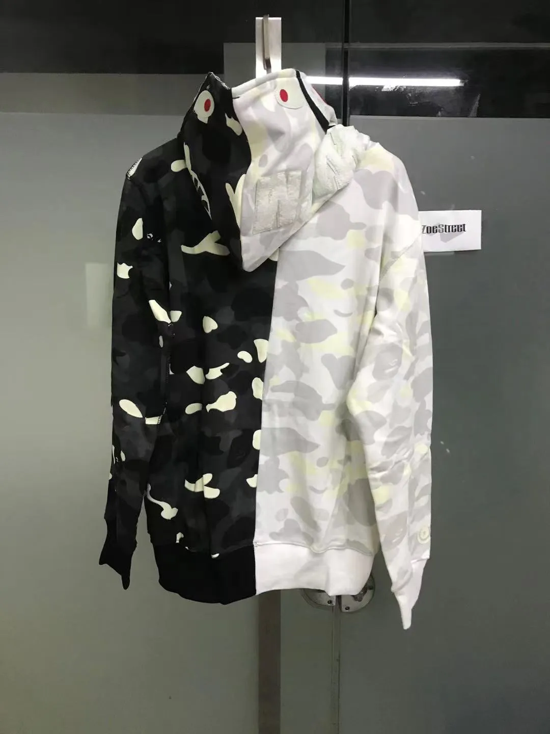 BAPE City Camo Half Shark Full Zip Hoodie White/Black