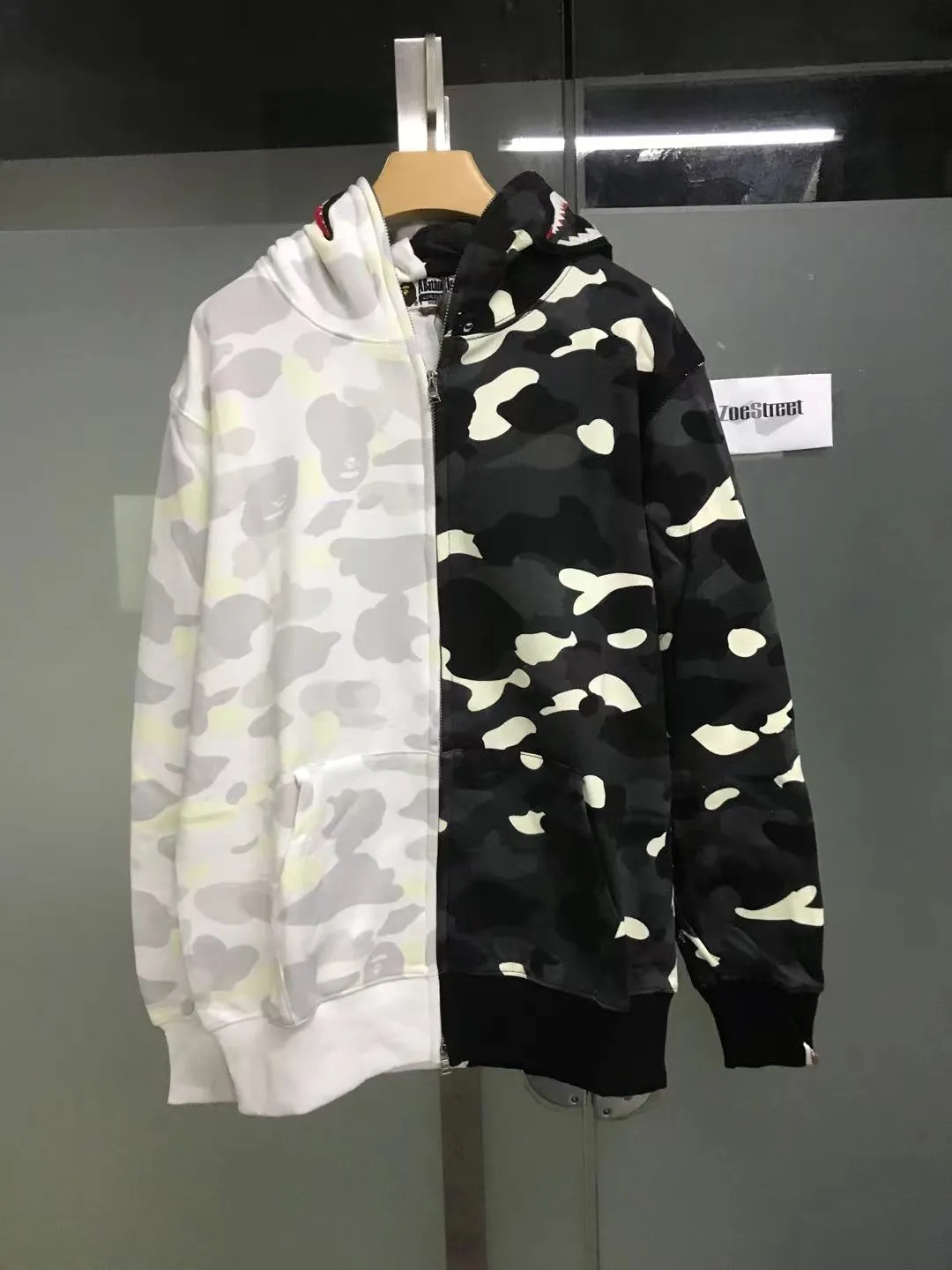 BAPE City Camo Half Shark Full Zip Hoodie White/Black