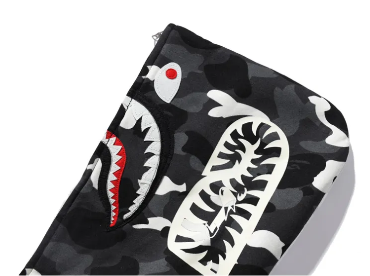 BAPE City Camo Half Shark Full Zip Hoodie White/Black