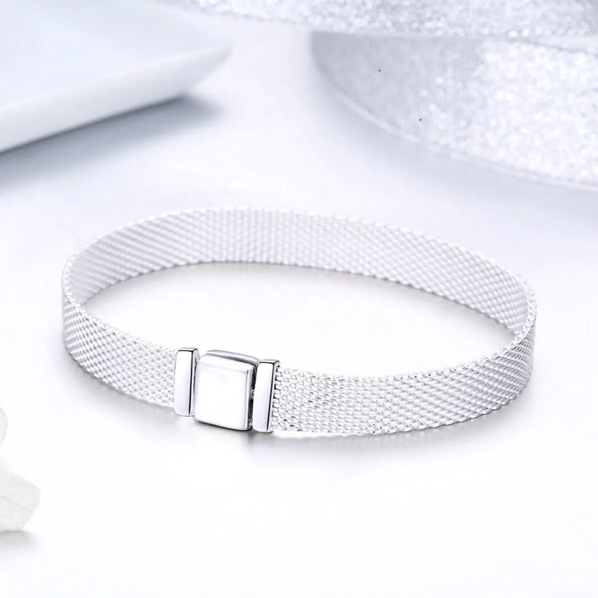 Basic 925 Sterling Silver Mesh Bracelet