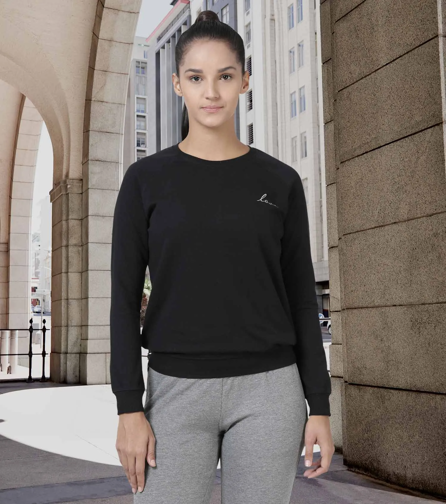 Basic Sweat | Long Sleeve Basic Pop Over Sweatshirt With Mindful Graphic