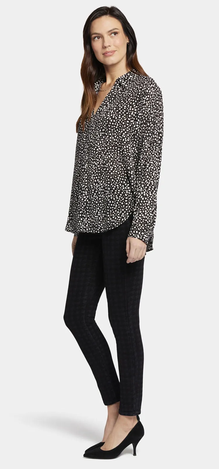 Becky Blouse Zwart Stippenprint | Dillon Dots