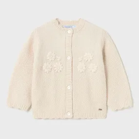 Beige Floral Knitted Cardigan