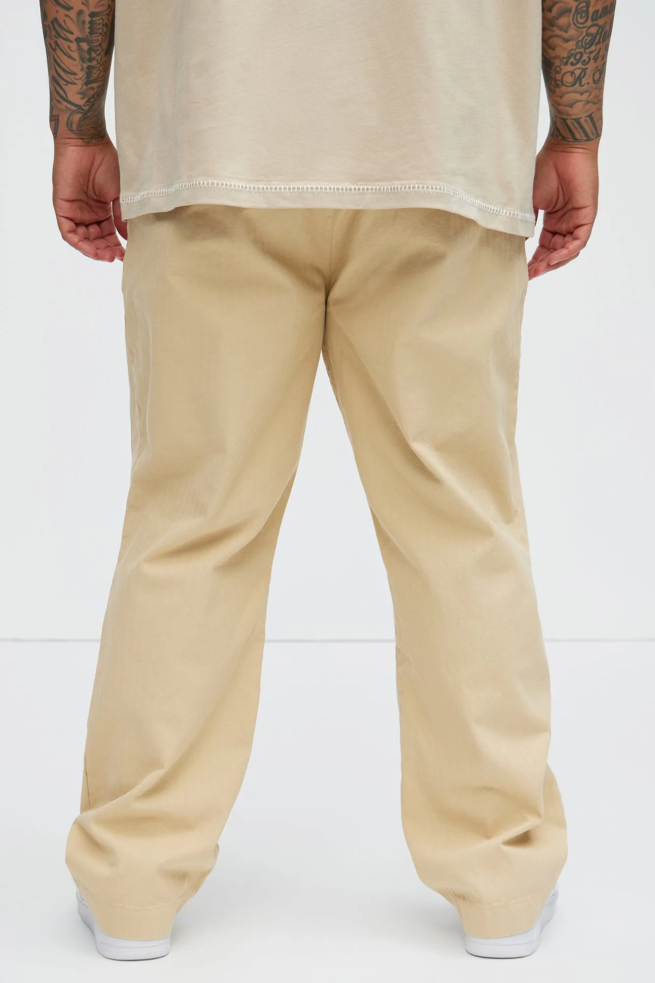 Berry Herringbone Straight Pants - Khaki