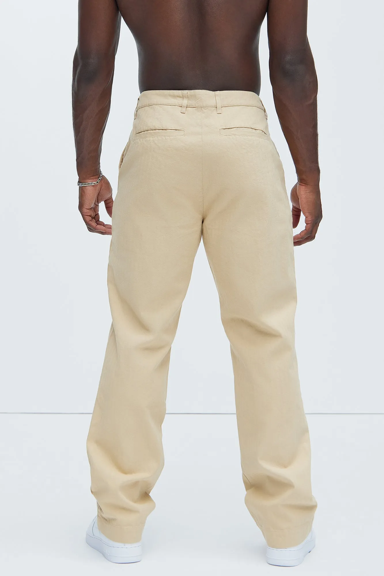 Berry Herringbone Straight Pants - Khaki