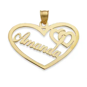 Better Jewelry Name 14K Gold Heart with Hearts Pendant